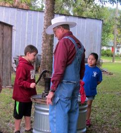 Learning to use a hand pump